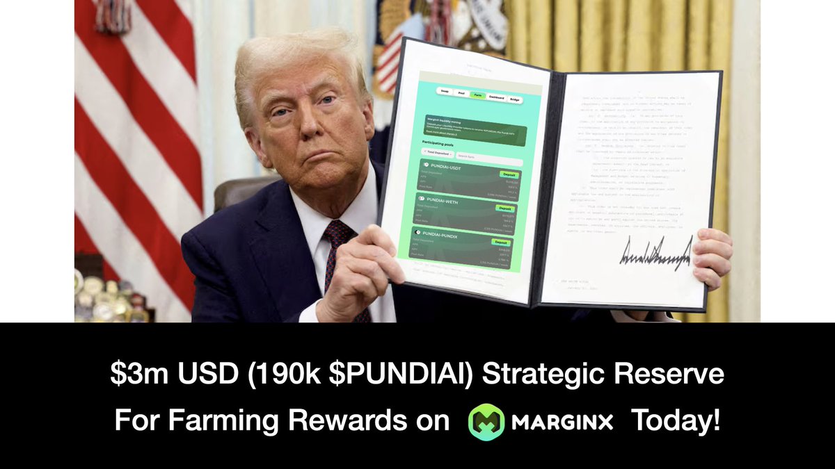 MarginX | TokenFactory (@marginx_io) on Twitter photo π $3M USD Deployed for <a href="/PundiAI/">Pundi AI | π°π· ETH Seoul</a> Redenomination!
π₯ Incentives HIGHER than expected! π
β‘ #PUNDIAI - $USDT : 482.7% APY
β‘ #PUNDIAI - $WETH : 640.4% APY
β‘ #PUNDIAI - $PUNDIX : 9140% APY
π swap.marginx.io/#/farm π $3M USD Deployed for <a href="/PundiAI/">Pundi AI | π°π· ETH Seoul</a> Redenomination!
π₯ Incentives HIGHER than expected! π
β‘ #PUNDIAI - $USDT : 482.7% APY
β‘ #PUNDIAI - $WETH : 640.4% APY
β‘ #PUNDIAI - $PUNDIX : 9140% APY
π swap.marginx.io/#/farm