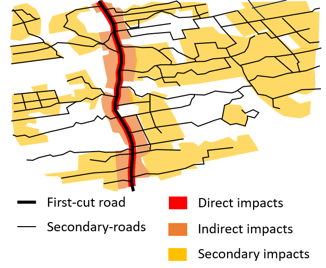 New paper on the expansion of secondary roads and their impacts following new road building in intact forests (link below). A long-recognised conservation issue, but had not yet been quantified. This work provides better estimates of the wide-ranged impacts of proposed roads