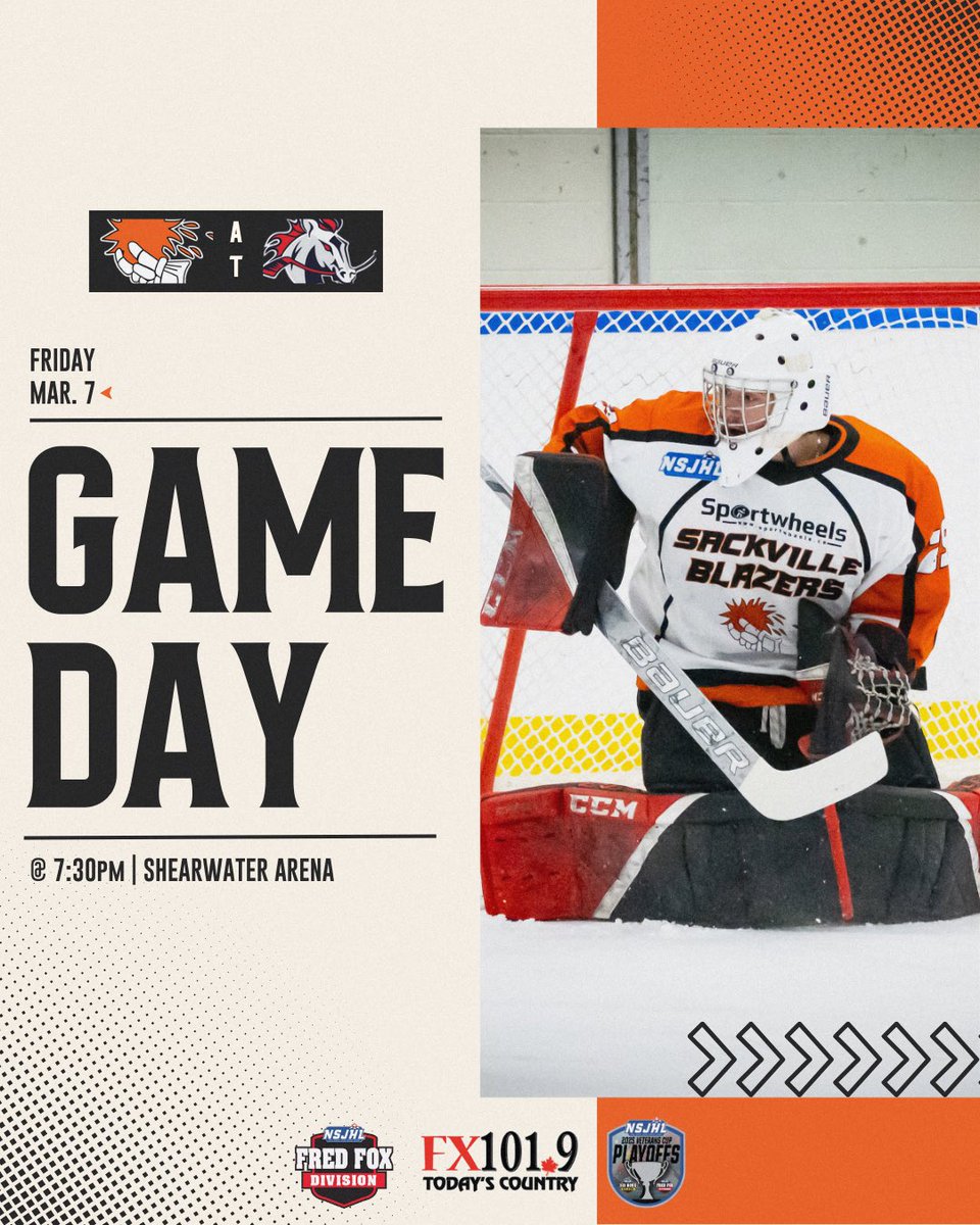 It’s Game Day!🔥

The Blazers hit the road tonight for game five against the Capstone Colts! Puck drop is at 7:30pm at the Shearwater Arena. Come out and support your Blazers on the road!🚨

#goblazersgo #wearesackville