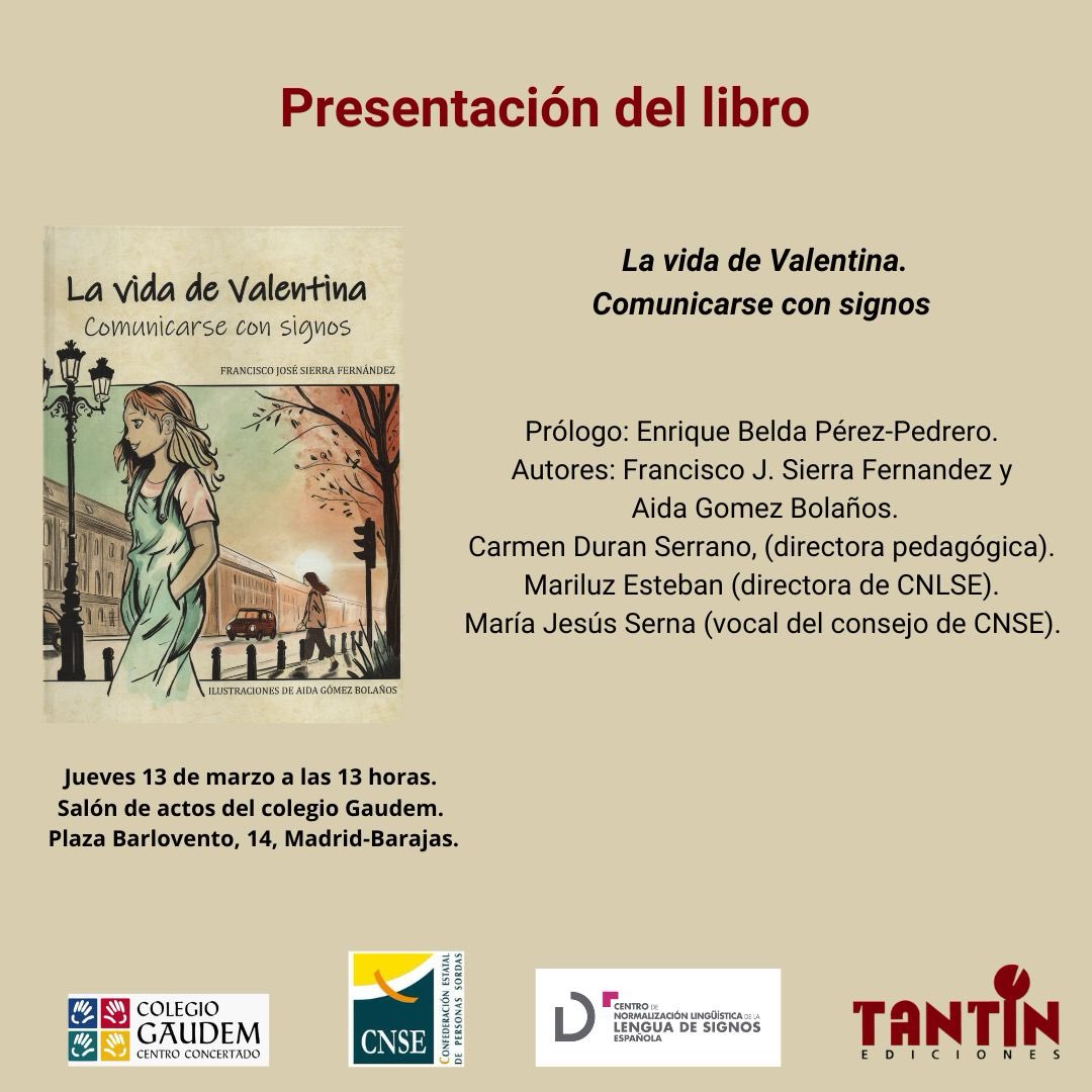 PacuSierra's tweet photo. El jueves 13 de marzo, tenemos la oportunidad que nos brinda @ColegioGaudem para presentar “La vida de Valentina. Comunicarse con signos”.
Se suma la colaboración de @cnlse y @CNSEinfo, para dar a conocer a, través de un relato, la vida de una niña sorda y sus barreras. GRACIAS https://t.co/Ff0TAAj3XV