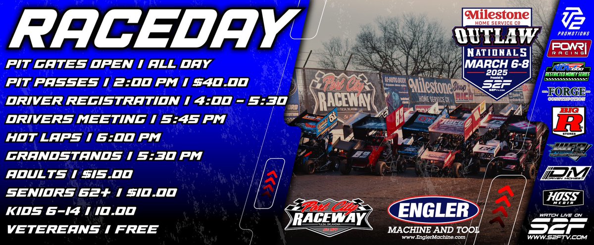 The stage is set, and the action is about to heat up! Tonight, the 2025 Milestone Home Services Outlaw Nationals continues with the Engler Machine &amp; Tool Preliminary Night. Don’t miss a second of the excitement—catch it all LIVE from Start2Finish!