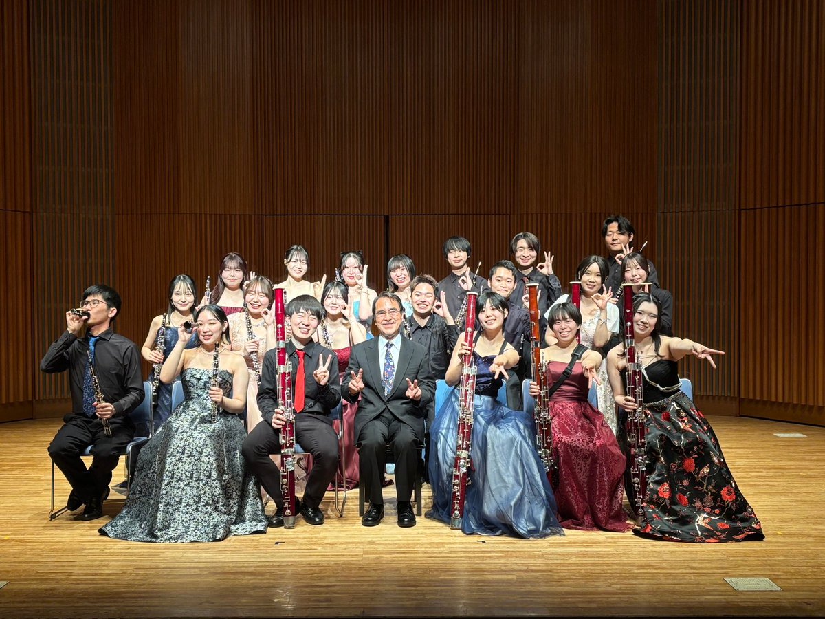 musashino_w's tweet photo. 第8回 武蔵野音楽大学ダブルリード演奏会
無事終演致しました💐

沢山のご来場、そして盛大な拍手、本当にありがとうございました。
応援してくださった皆様、心より感謝申し上げます。

来年度からの彼らの活動にもぜひご注目ください👀✨ https://t.co/4LhFMxty76