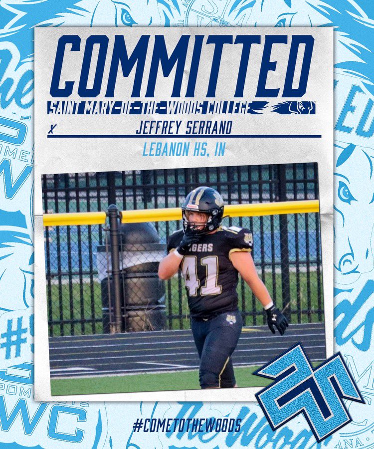 Jeffrey Serrano (@serrano5241) on Twitter photo After a great conversation I am blessed to announce I will be furthering my academic and football career at Saint Maryβs Of The Woods <a href="/SMWCSprintFB/">SMWC Sprint Football</a> <a href="/coachpowell91/">πBlaine Powellπ</a> <a href="/CoachO_SMWC/">Griffin Olson</a> thank you to all the coaches and family that have helped me along the way <a href="/CoachJeffSmock/">Jeff Smock</a> <a href="/CoachYoder1/">Josh Yoder</a> After a great conversation I am blessed to announce I will be furthering my academic and football career at Saint Maryβs Of The Woods <a href="/SMWCSprintFB/">SMWC Sprint Football</a> <a href="/coachpowell91/">πBlaine Powellπ</a> <a href="/CoachO_SMWC/">Griffin Olson</a> thank you to all the coaches and family that have helped me along the way <a href="/CoachJeffSmock/">Jeff Smock</a> <a href="/CoachYoder1/">Josh Yoder</a>