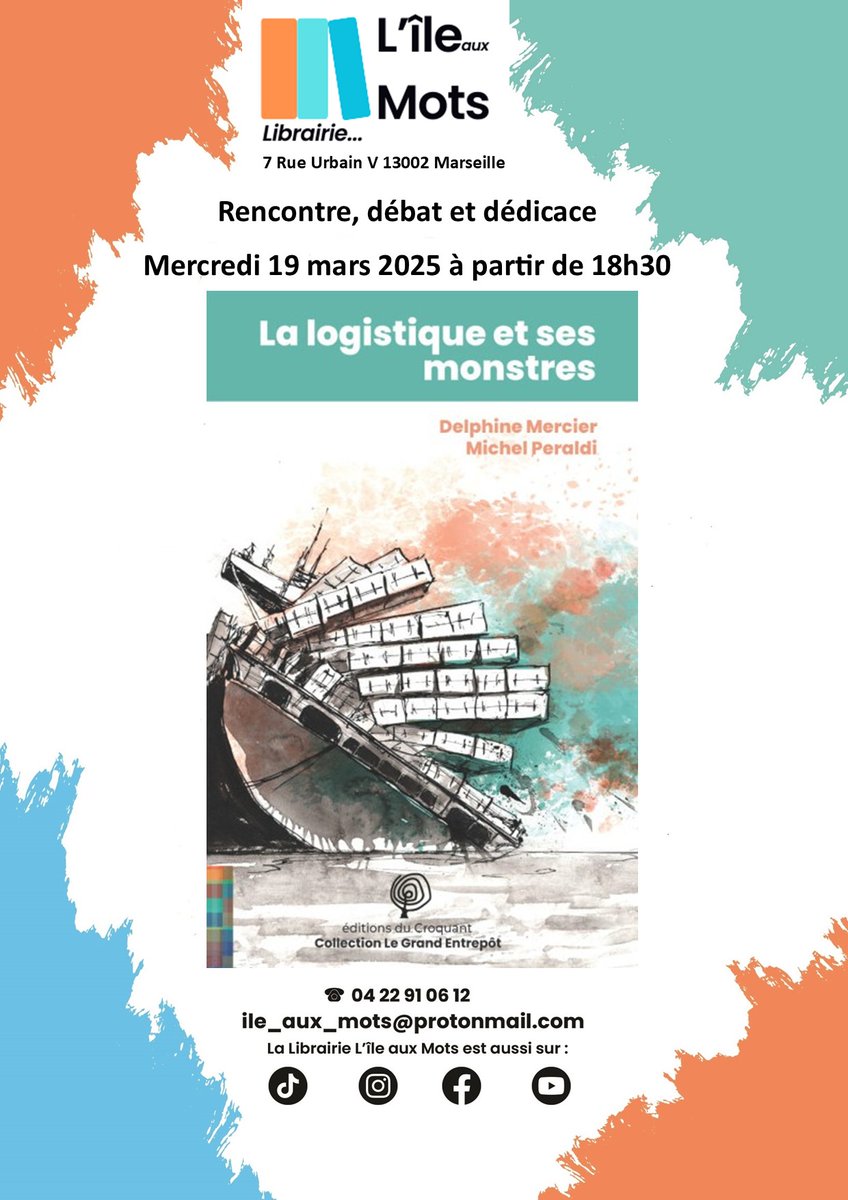 Le Grand Entrepôt (@legrandentrepot) on Twitter photo Rencontre, débat et dédicace de l'ouvrage : "La logistique et ses monstres" - Librairie L'Île aux Mots à Marseille. <a href="/EdCroquant/">Éditions du Croquant</a> Rencontre, débat et dédicace de l'ouvrage : "La logistique et ses monstres" - Librairie L'Île aux Mots à Marseille. <a href="/EdCroquant/">Éditions du Croquant</a>