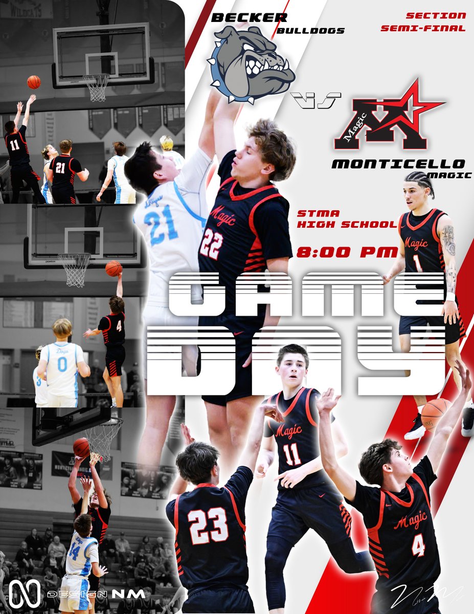 GAMEDAY! 

Tonight, <a href="/MontiHoops/">Monti Boys Hoops</a>  travels to STMA to take on Becker! 

Tip-off after the Totino-Grace/Fridley game (7:45 p.m.) 

STREAMING: youtube.com/@STMALive/stre…

TICKETS: gofan.co/app/school/MN1… 

#MontiMagic 

Graphic by <a href="/nathanmayer02/">Nathan Mayer</a>