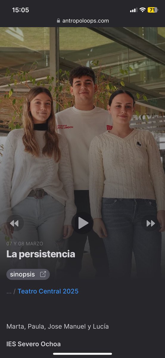 Este fin de semana antes de cada espectáculo en el #teatrocentral <a href="/AndaluciaJunta/">Junta de Andalucía</a> se escucharán las piezas que el alumnado del laboratorio antropoloops ha creado para los espectáculos del programa ❤️‍🔥 /<a href="/antropoloopsEDU/">talleresantropoloops</a> 
***

antropoloops.com/es/talleres/tc…
***

antropoloops.com/es/talleres/tc…