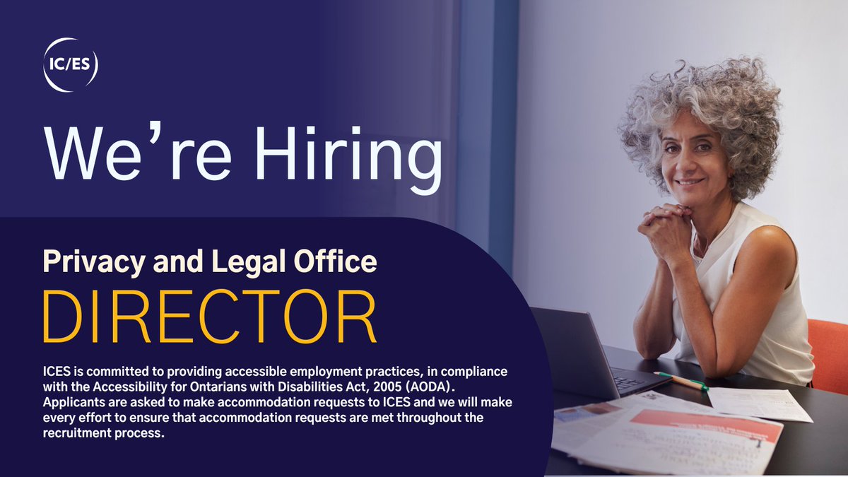 ICESOntario's tweet photo. #ICESOntario is hiring a Director for its Privacy and Legal Office (PLO) to oversee privacy, legal, risk, and compliance functions!
Apply now: https://t.co/v0vpih0kcm https://t.co/ihX0Q4bWfN