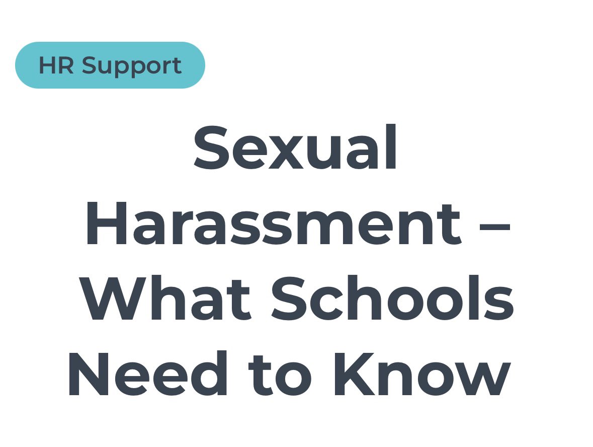 We recently launched a Model Sexual Harassment Policy &amp; template Risk Assessment reflecting the new legislation and obligations on #schools 
It takes into account the recently updated EHRC Technical Guidance. 
Read our blog by team member <a href="/AzTigerHR/">LD_OneEd</a> #HR

oneeducation.co.uk/sexual-harassm…