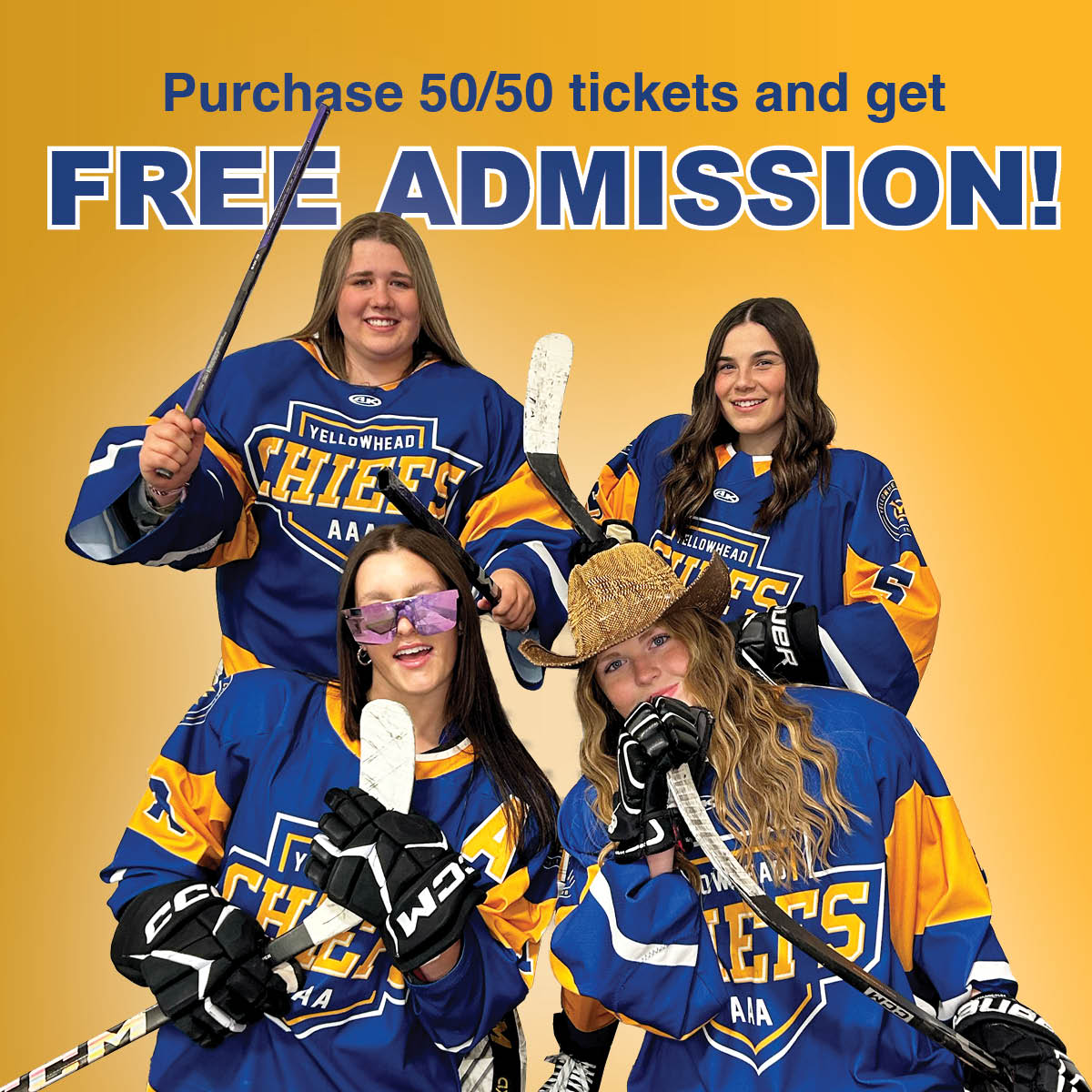 FREE ADMISSION tonight when you purchase 50/50 tickets. Last home game our 50/50 winner won over $600!!!

Come out to Shoal Lake at 7:30 tonight and cheer on the Chiefs for game 2 against Eastman. Bring your noise makers!
