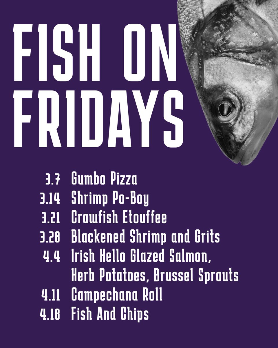 The Lenten season is here, and for many of you that means Fish on Fridays!
Today we are featuring our delicious Gumbo Pizza!! Louisiana soul by the slice. In addition to these specials, our everyday menu already features several delicious vegetarian items to fit your Friday needs