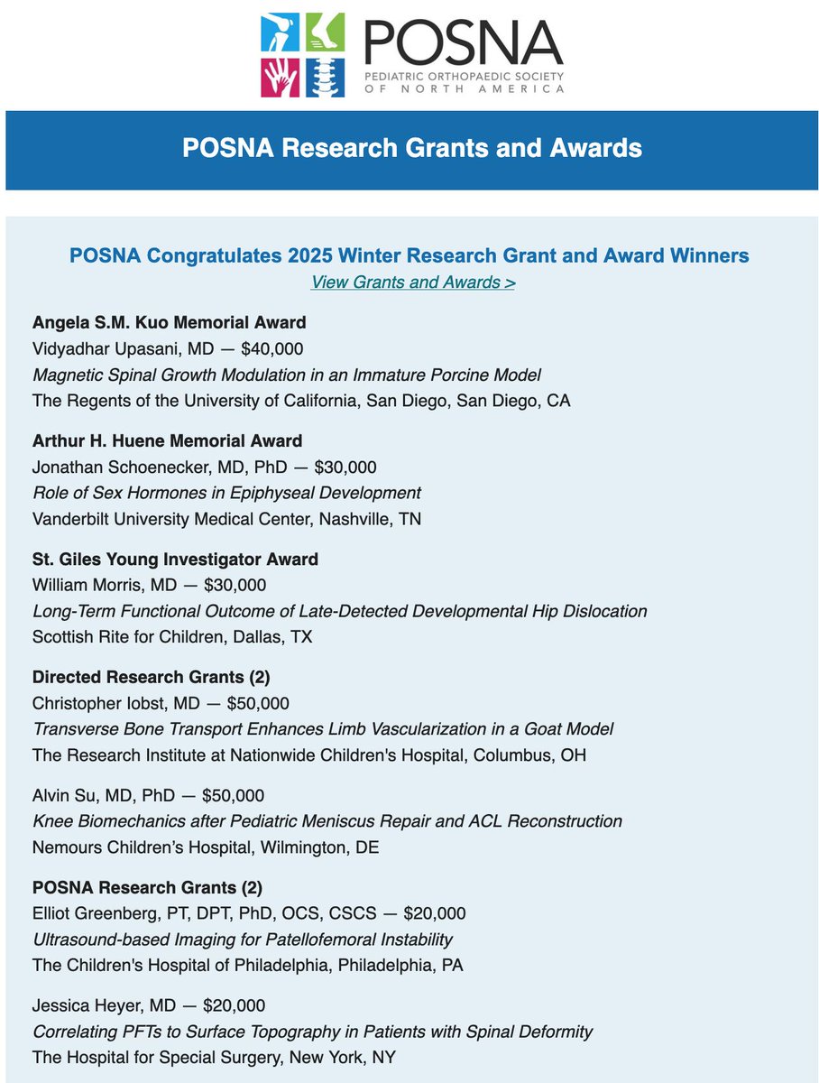 Congrats to Dr. Alvin Su, <a href="/OrthoKarate/">Alvin Su, MD, PhD</a>, and our Orthopedic Sports Medicine Research Team on being the recipient of a <a href="/POSNA_org/">POSNA</a> research grant dedicated to translational research in pediatric sports medicine. This project is a collaboration between both <a href="/Nemours/">Nemours Children's Health</a>  and the team at