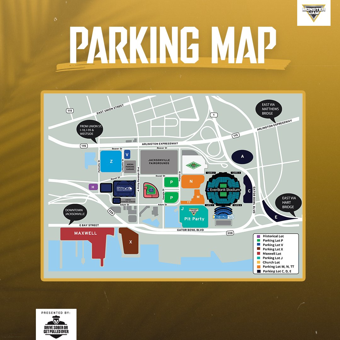 Monster Jam returns to The Bank tomorrow!  🔥 

💡 ow.ly/HkMR50V9IFY
🅿️ ow.ly/tHP050V9IFZ
 💥 everbankstadium.com/monster-jam
*Please purchase your parking as a sold out event at the arena will be happening leading to increased traffic/limited parking availability. *