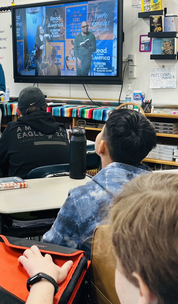 MollyUpchurch's tweet image. 😍Read Across America Presents: Kwame Alexander's The Crossover - A Jazz-Infused Reading. So thankful our 6-8 was able to participate in this 5-day event! Go NEA.  nea.org/crossover @BENPanthers @DrCarlaNeal @DrKCBerggren @hannahcarriker #CCSLibraryMedia #CCSDigitalLearning