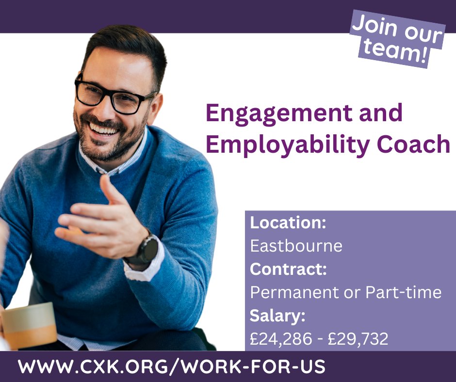 📢 We're #hiring! Join CXK as an Engagement &amp; Employability Coach in Eastbourne and help people into work. 💼 £24,286-£29,732 📅 Closes 11th March. Great benefits &amp; flexible working! Apply now 👉 cxk.org/careers/va40-e…