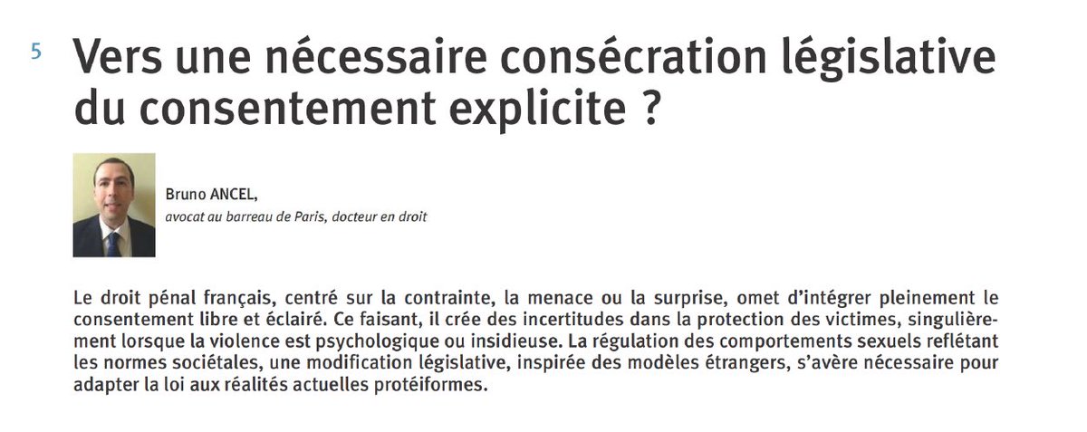 fabrice Raoult (@raoultfabrice) on Twitter photo Viol et agressions sexuelles : pour ou contre le "consentement" ?
À lire dans <a href="/Dr_penal/">Droit pénal</a> : études par J.C. Saint-Pau (Dr. pén. 2024, étude 6) et B. Ancel (Dr. pén. 2025, étude 5) Viol et agressions sexuelles : pour ou contre le "consentement" ?
À lire dans <a href="/Dr_penal/">Droit pénal</a> : études par J.C. Saint-Pau (Dr. pén. 2024, étude 6) et B. Ancel (Dr. pén. 2025, étude 5)