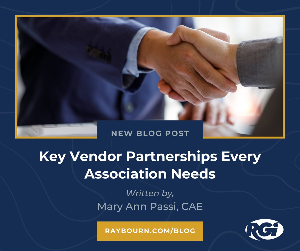 🤝 In our latest blog post, explore key vendor partnerships that enhance efficiency, amplify impact and drive member value—essential for every association’s success. 

Read the blog here: raybourn.com/key-vendor-par…
Written by: Mary Ann Passi, CAE
