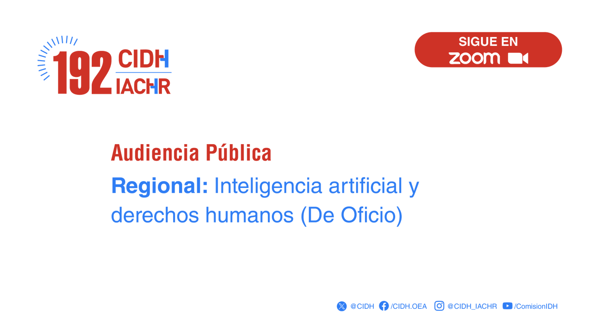 Dentro de unos momentos comienza la quinta audiencia regional sobre inteligencia artificial y derechos humanos

🔴 Síguela por Zoom, con interpretación en tiempo real. Regístrate aquí 👉ow.ly/UbJq50V6Z4q
