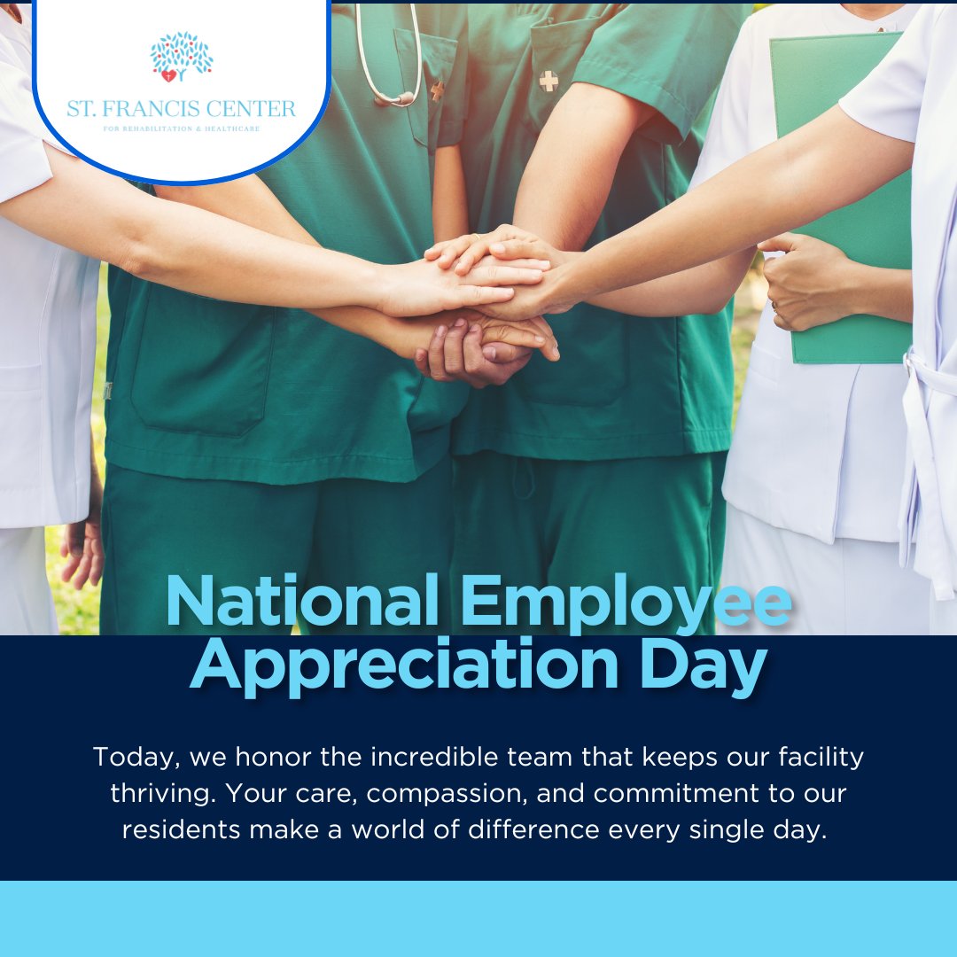 stfrancisctr's tweet photo. Shoutout to our incredible team! 🎉 Your hard work and commitment make all the difference. Today, we celebrate YOU on National Employee Appreciation Day! 👏💙 #BestTeamEver #EmployeeRecognition #ThankYouForAllYouDo https://t.co/PYIwF378xT