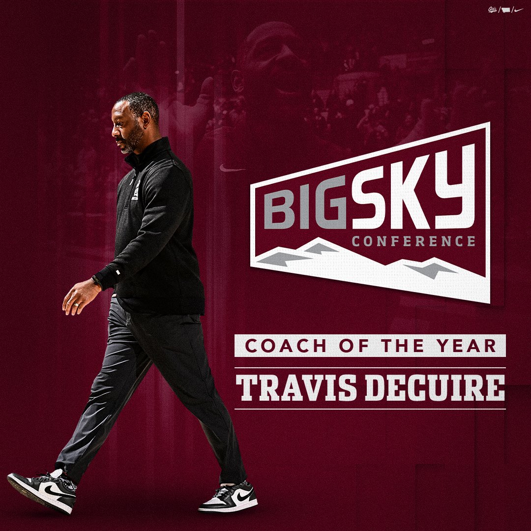 Montana Griz Basketball (@montanagrizbb) on Twitter photo A team with nine newcomers became Big Sky Champions under the steady hand of Montana's winningest coach of all time.
The four-time regular season champ is now a two-time πππππ ππ
πππ ππππ in the Big Sky! ππ
#GrizHoops | <a href="/CoachDeCuire/">Travis DeCuire</a> A team with nine newcomers became Big Sky Champions under the steady hand of Montana's winningest coach of all time.
The four-time regular season champ is now a two-time πππππ ππ
πππ ππππ in the Big Sky! ππ
#GrizHoops | <a href="/CoachDeCuire/">Travis DeCuire</a>