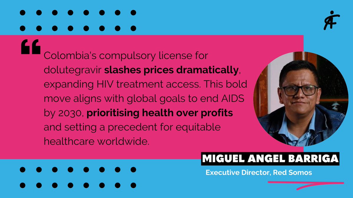 Did you miss this piece of good news from Colombia 🇨🇴?

Thousands of people living with #HIV will get access to affordable and effective HIV treatment 👏

Miguel Angel Barria, ED <a href="/redsomos/">Red Somos</a>, a sexual health organisation working with #LGBTQ people, welcomes this new development ⤵️