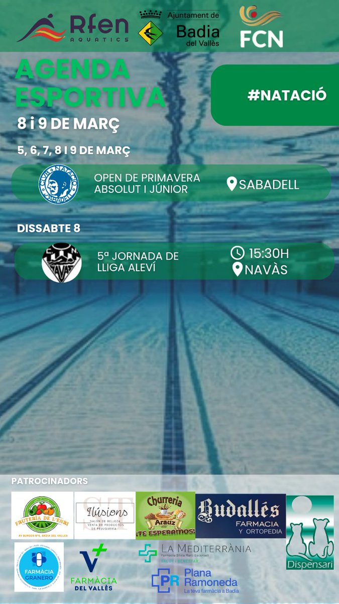 Jornada tanto de la sección de natación como de la de waterpolo <a href="/cnbadia/">cnbadia</a> este fin de semana

Suerte a tod@s‼️💚💛🤽🏼‍♂️🤽🏻‍♀️🏊🏼‍♂️🏊🏻‍♀️
#cnbadia #waterpolo #Natacion #campeonatodeEspaña #jornada