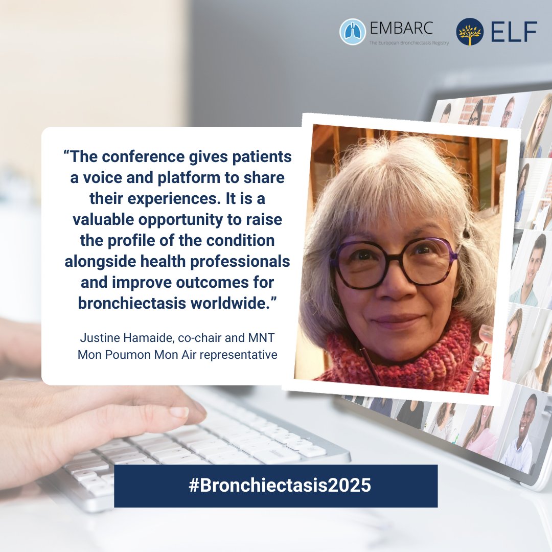 "The Bronchiectasis Patient Conference gives patients a platform to share their experiences.”

Justine from our Bronchiectasis PAG is co-chairing the ELF #Bronchiectasis2025 Patient Conference and representing the patient perspective.

🚨 Register: europeanlung.org/en/get-involve…