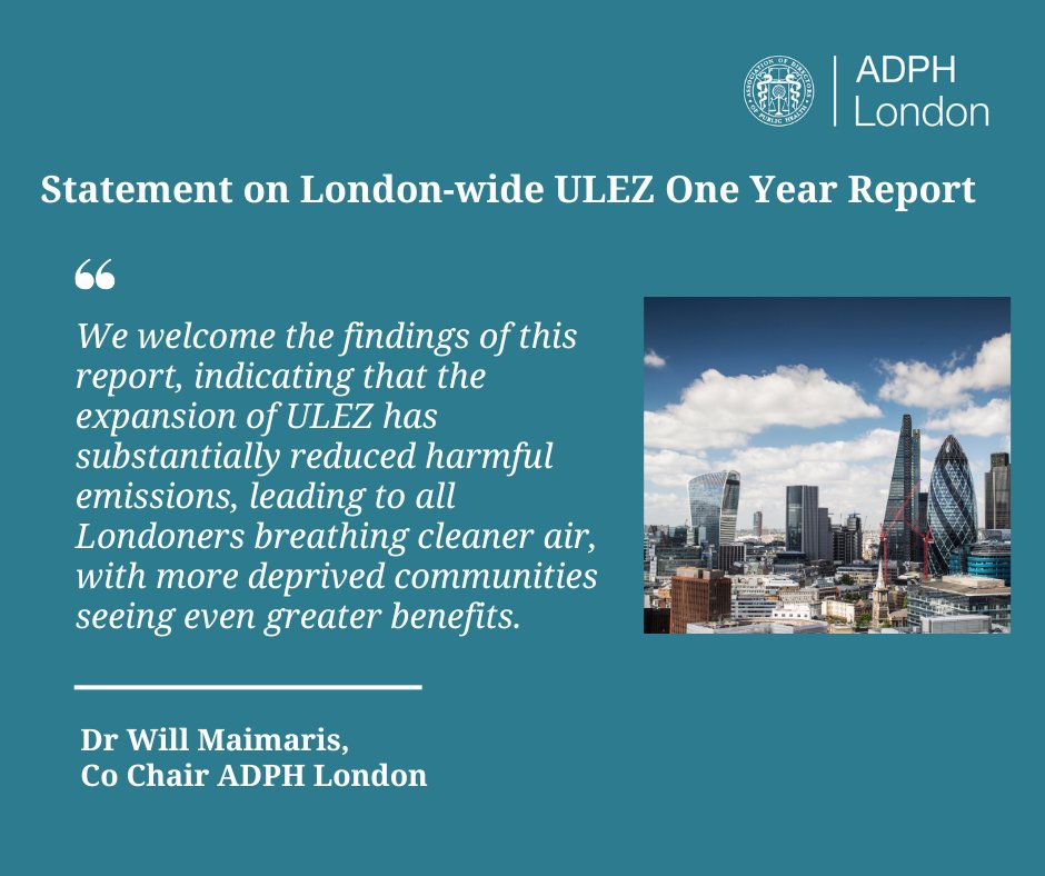 ADPH London (@londonadph) on Twitter photo 🎉We welcome this report showing the substantial improvement in #airquality for all Londoners following the expansion of <a href="/MayorofLondon/">Mayor of London, Sadiq Khan</a> and <a href="/TfL/">TfL</a> #ULEZ 🫁
Read our statement 👀bit.ly/3DoE52o 💚
<a href="/LDN_Health/">LDNMayor Health</a> <a href="/willnorman/">Will Norman</a> <a href="/londoncouncils/">London Councils</a> <a href="/UKHSA_London/">UKHSA London region</a> <a href="/ADPHUK/">Association of Directors of Public Health (ADPH)</a> <a href="/NHSEnglandLDN/">NHS London</a> 🎉We welcome this report showing the substantial improvement in #airquality for all Londoners following the expansion of <a href="/MayorofLondon/">Mayor of London, Sadiq Khan</a> and <a href="/TfL/">TfL</a> #ULEZ 🫁
Read our statement 👀bit.ly/3DoE52o 💚
<a href="/LDN_Health/">LDNMayor Health</a> <a href="/willnorman/">Will Norman</a> <a href="/londoncouncils/">London Councils</a> <a href="/UKHSA_London/">UKHSA London region</a> <a href="/ADPHUK/">Association of Directors of Public Health (ADPH)</a> <a href="/NHSEnglandLDN/">NHS London</a>