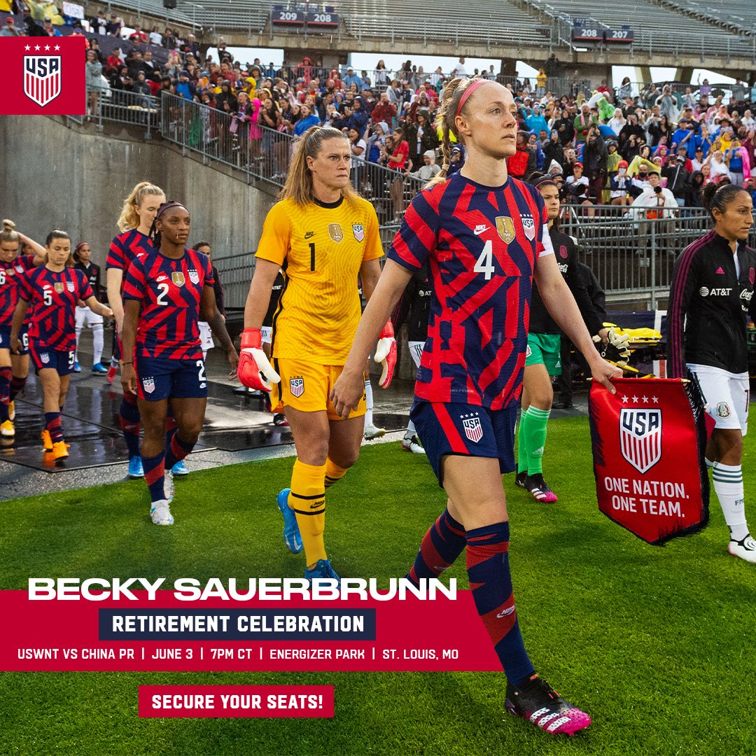 Energizer Park (@energizer_park) on Twitter photo Join us in honoring our CITY’s own Becky Sauerbrunn as the <a href="/USWNT/">U.S. Women's National Soccer Team</a> go head-to-head with China PR in Downtown STL 🇺🇸
🗓️ Monday, June 3
🕖 7:00 PM CT
📍 St. Louis, MO
🏟️ @EnergizerPark
🎟️ ticketmaster.com/event/06006259… Join us in honoring our CITY’s own Becky Sauerbrunn as the <a href="/USWNT/">U.S. Women's National Soccer Team</a> go head-to-head with China PR in Downtown STL 🇺🇸
🗓️ Monday, June 3
🕖 7:00 PM CT
📍 St. Louis, MO
🏟️ @EnergizerPark
🎟️ ticketmaster.com/event/06006259…