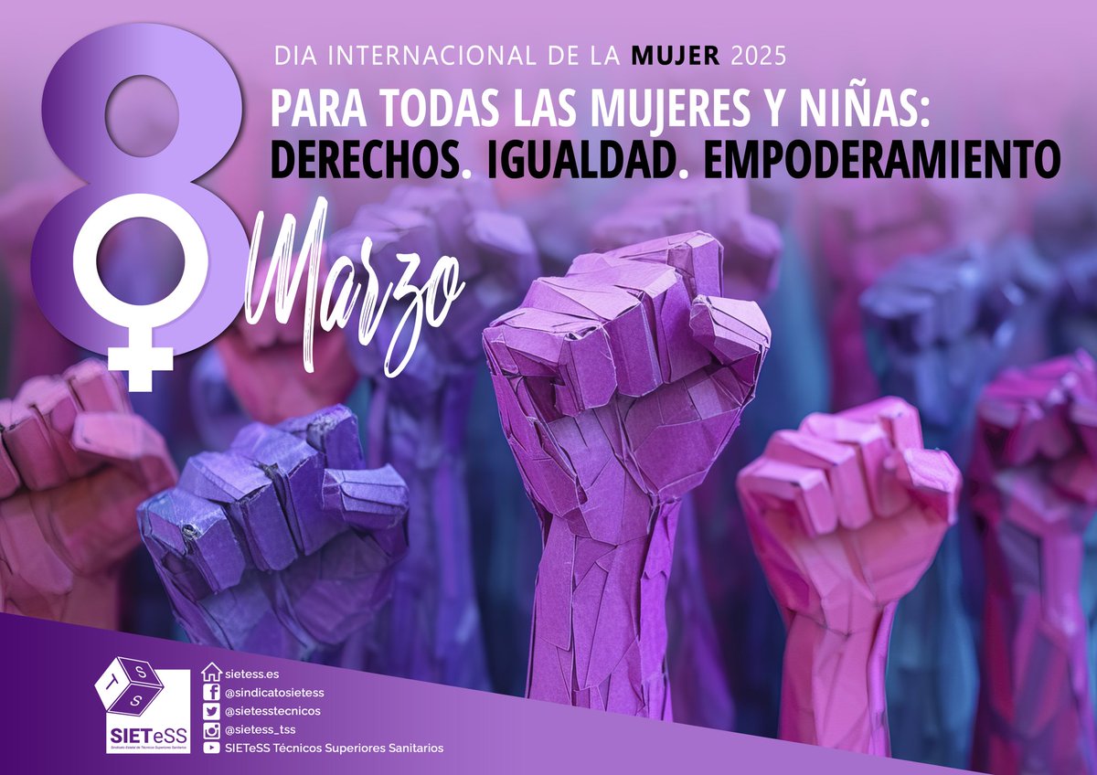 💜Para TODAS las mujeres y niñas: Derechos, Igualdad y Empoderamiento 

‼️Porque JUNTAS somos más ‼️

tinyurl.com/243r5brf

#8M #8DeMarzo #JuntosSomosMás #TSS