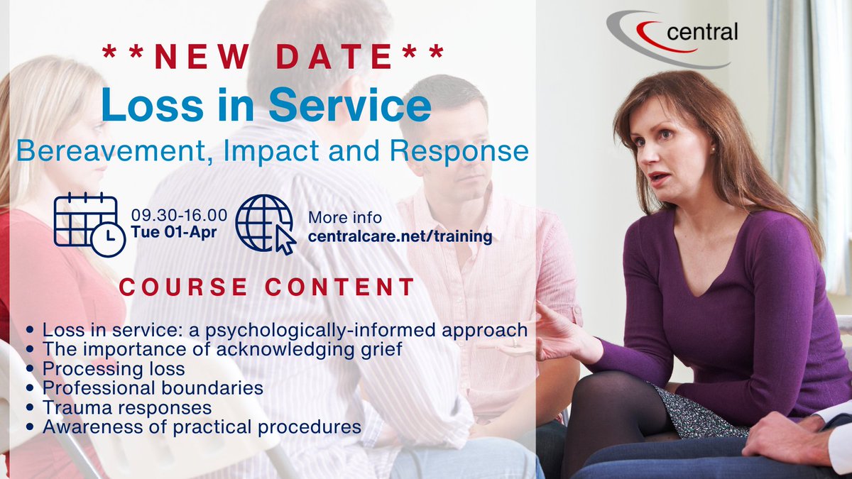 CentralCare's tweet image. @CentralCare’s Loss in Service course explores the impact of bereavement within health and social care services. Book your space today!
#virtuallearning #training #opencourse
centralcare.net/training/open-…