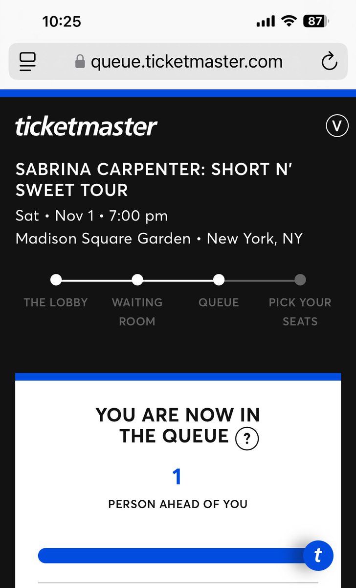 shawteaimcrying's tweet photo. So I was waiting for almost over 2 hours with 13,200~ people in front of me to get tickets for me and my younger cousin and they were sold out🥲 #sabrinacarpenter #shortnsweettour #ticketmaster https://t.co/ry6KVoPrPw