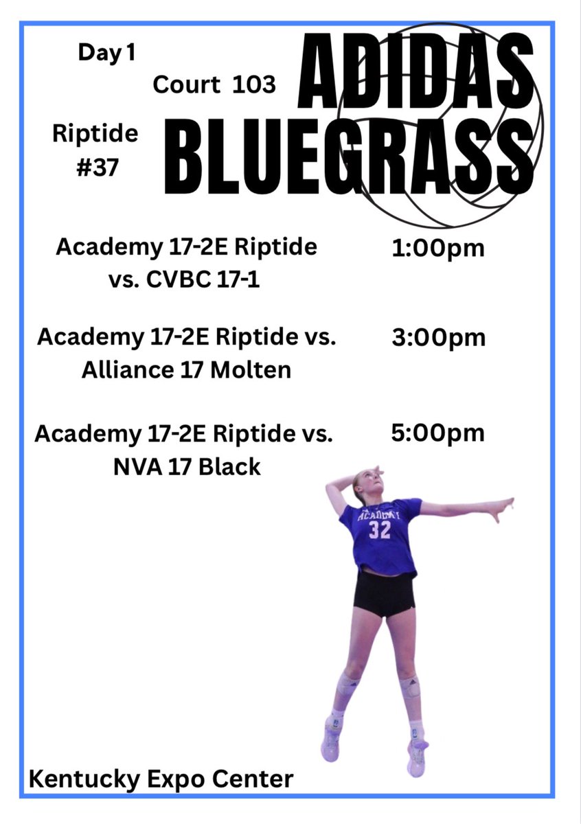 Day 1 of Bluegrass!! Let’s go <a href="/TheAcademyVB/">The Academy Volleyball Club</a> <a href="/TAVCRecruiting/">The Academy Volleyball Club Recruiting</a> <a href="/PrepDigIN/">Prep Dig Indiana</a> <a href="/PrepDig/">Prep Dig 🏐</a>