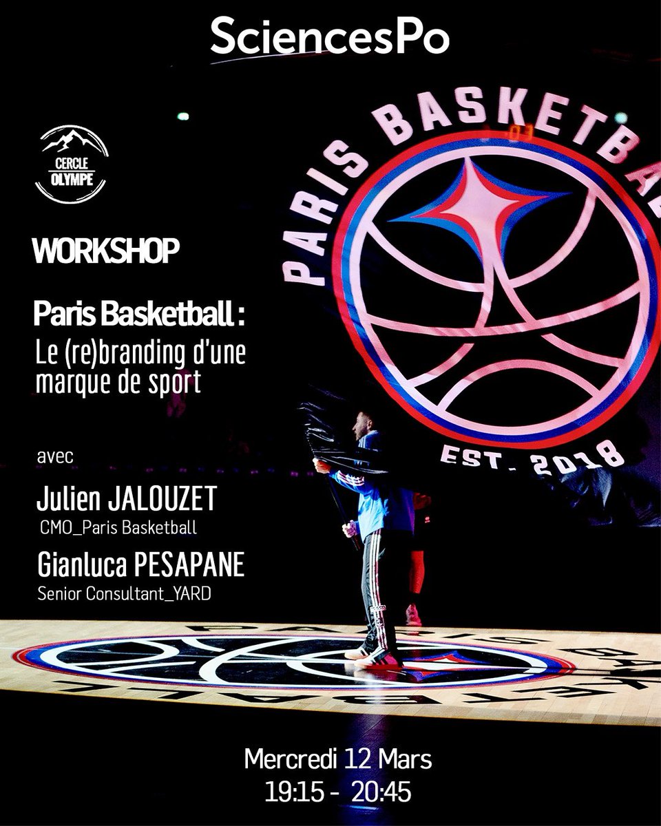 Pour celles et ceux qui s’intéressent au marketing sportif, Sciences Po organise une conférence sur le branding du <a href="/ParisBasketball/">Paris Basketball</a> avec le Cercle Olympe.

Pour vous inscrire si ça vous intéresse : tinylink.net/ad47K