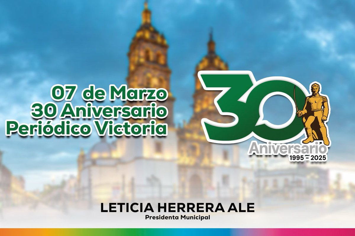 Felicito al <a href="/period_victoria/">Periódico Victoria de Durango</a> por estos primeros 30 años de informar con veracidad a la sociedad duranguense. ¡Enhorabuena!