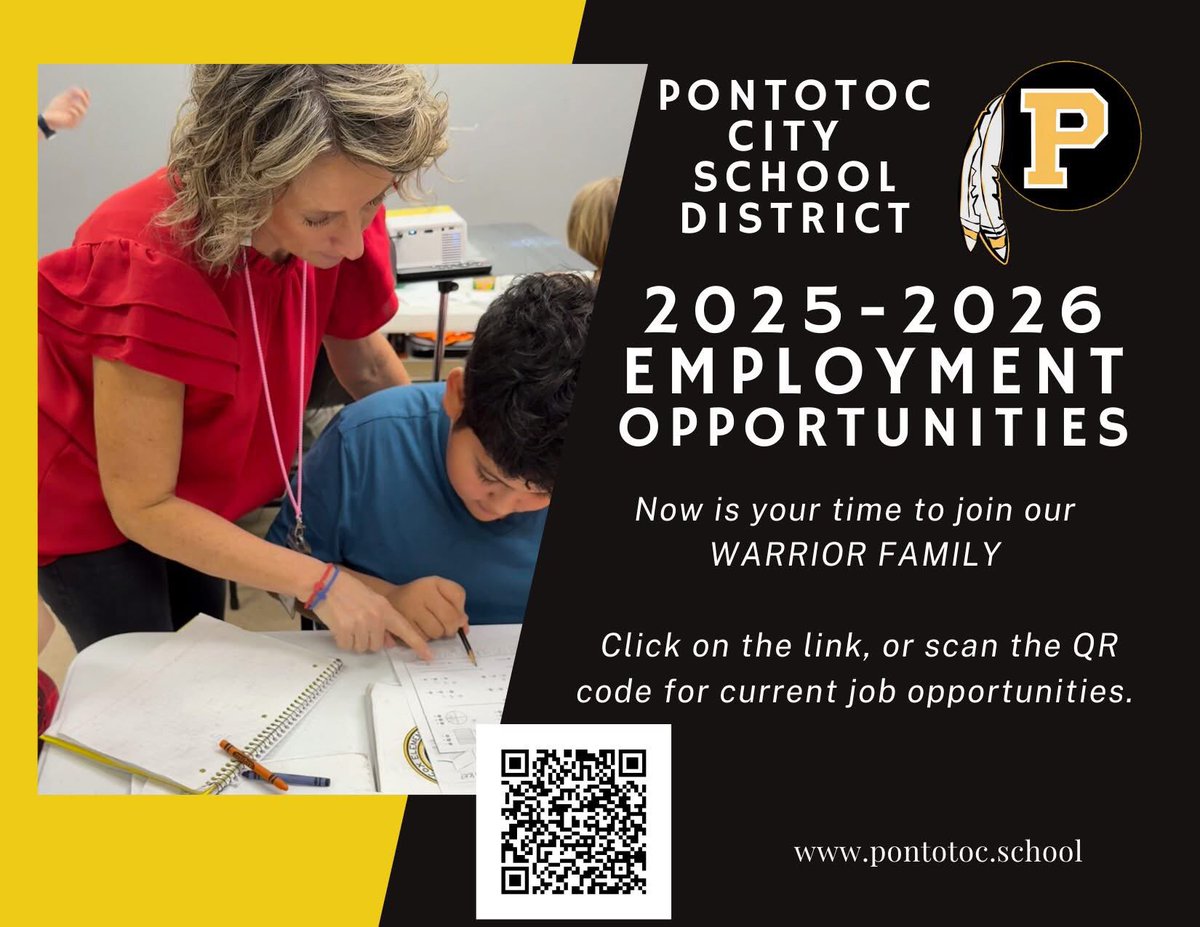 Job Opportunities for 2025-2026 in the district: pontotoc.school/apps/pages/ind…