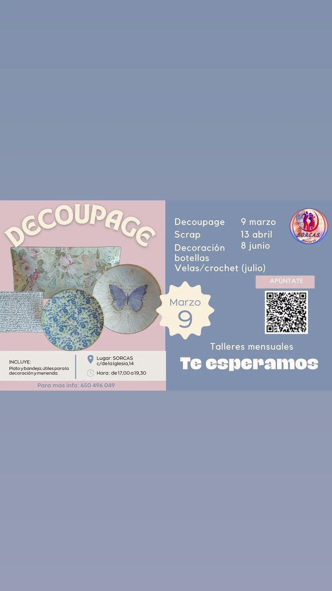 Taller de Decoupage el próximo domingo 9 de marzo.