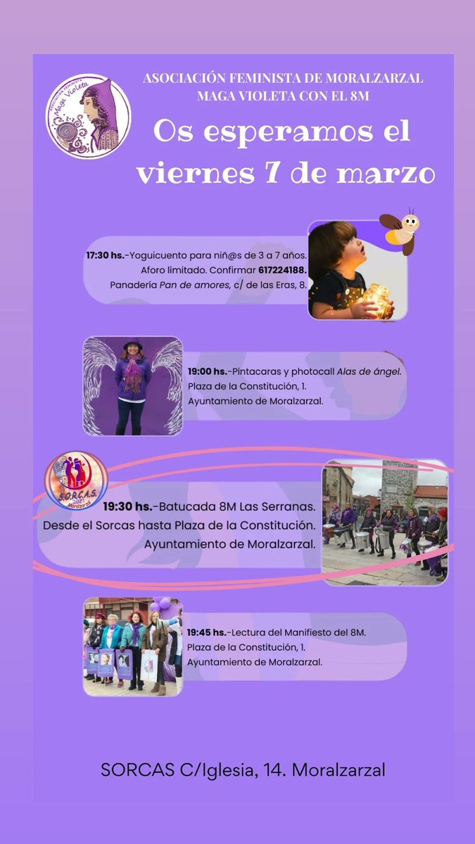 A las 19.30h saldrá la Batucada desde SORCAS dentro de los costes organizados por <a href="/AFMMagavioleta/">MagaVioleta</a> con motivo del 8M