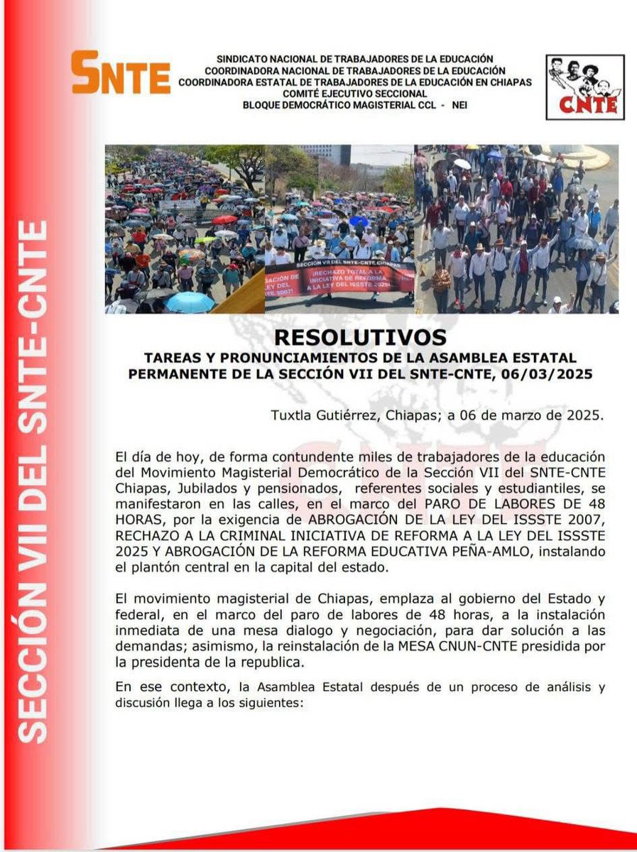 GabyCoutino's tweet photo. Continúa #ParoDeLabores de #Magisterio de #Chiapas. Resuelven la realización de un #PlantónEstatal por 72 horas; del 19 al 22 de este mes. El día 19 habrá #MarchaEstatal en #TuxtlaGtz desde las 9 am, partiendo de #DianaCazadora al parque central. De no resolverse sus demandas, emplazarán al #ParoIndifinido