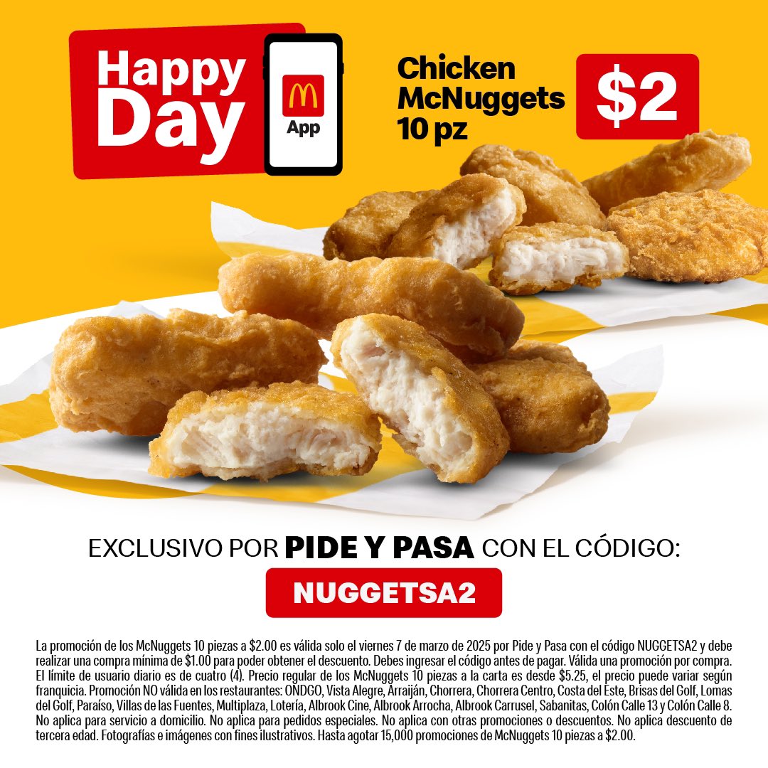 mcdonaldspa's tweet image. ✨✨✨✨✨McNuggets a $2 con el código NUGGETSA2 ✨✨✨✨✨✨✨✨✨