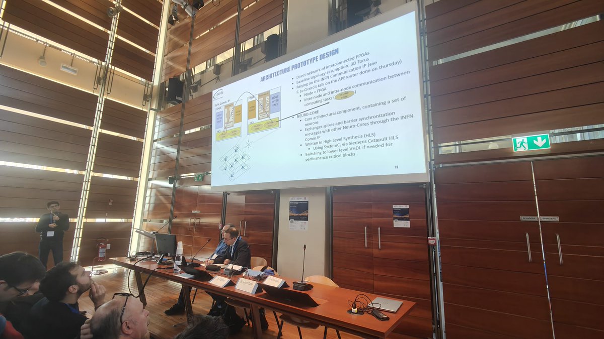 APElabers delivering talks at the #INFN CSN5 Workshop on #Electronics for #Physics Experiments and Applications, focusing on electronic #technologies for physics and covering advancements in #HPC, #AI, and #Neuromorphic architectures, opening crucial perspectives for research