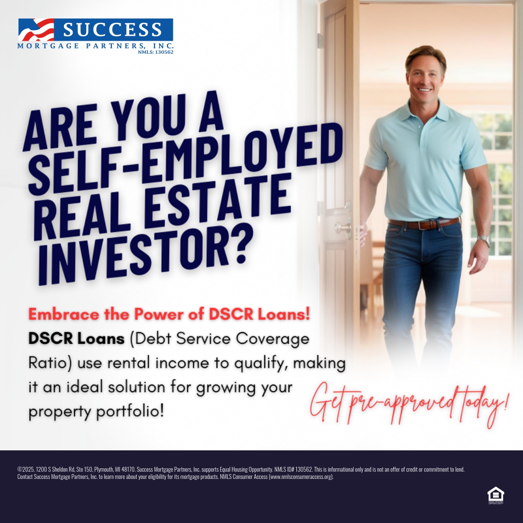 Are you a self-employed real estate investor? DSCR Loans (Debt Service Coverage Ratio) use rental income to qualify, making it an ideal solution for growing your property portfolio! Get pre-approved today. my.successexpress.app/loan-officers/…