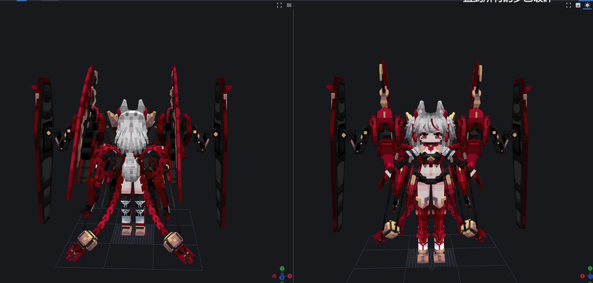 Aknstmodel's tweet image. 一个机娘订单。#blockbench #ysm
