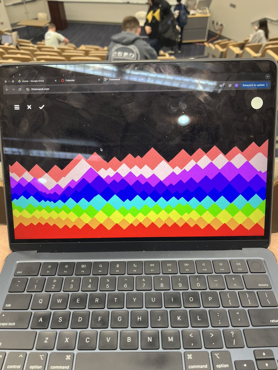 Dudes will go to class just to do this the whole time (no its not a pride flag just a cool mountain range)