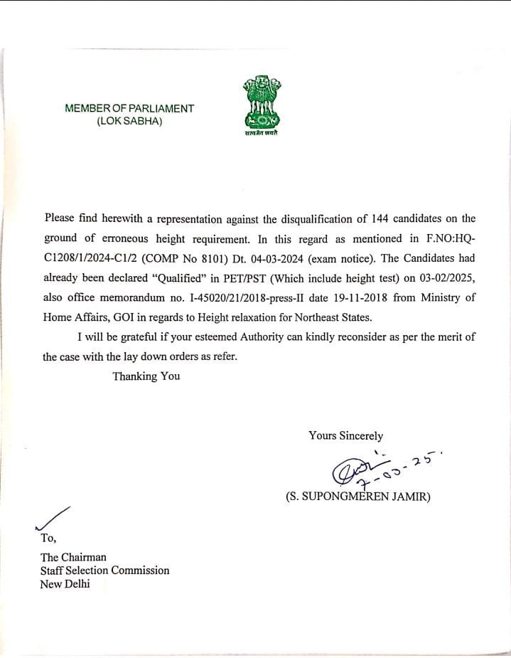 bviisa_raini's tweet photo. #SSC CPO 2024_NE issue
Unprecedented Revision of Result of PET/PST which disqualify 144 candidates from North Eastern States on 05 March 2025 just before 08 March Tier2 exam has caused a panic situation amongst candidates and parents. Hon’ble LS MP @SSJamirINC for the affected. https://t.co/EHP4NeV08R