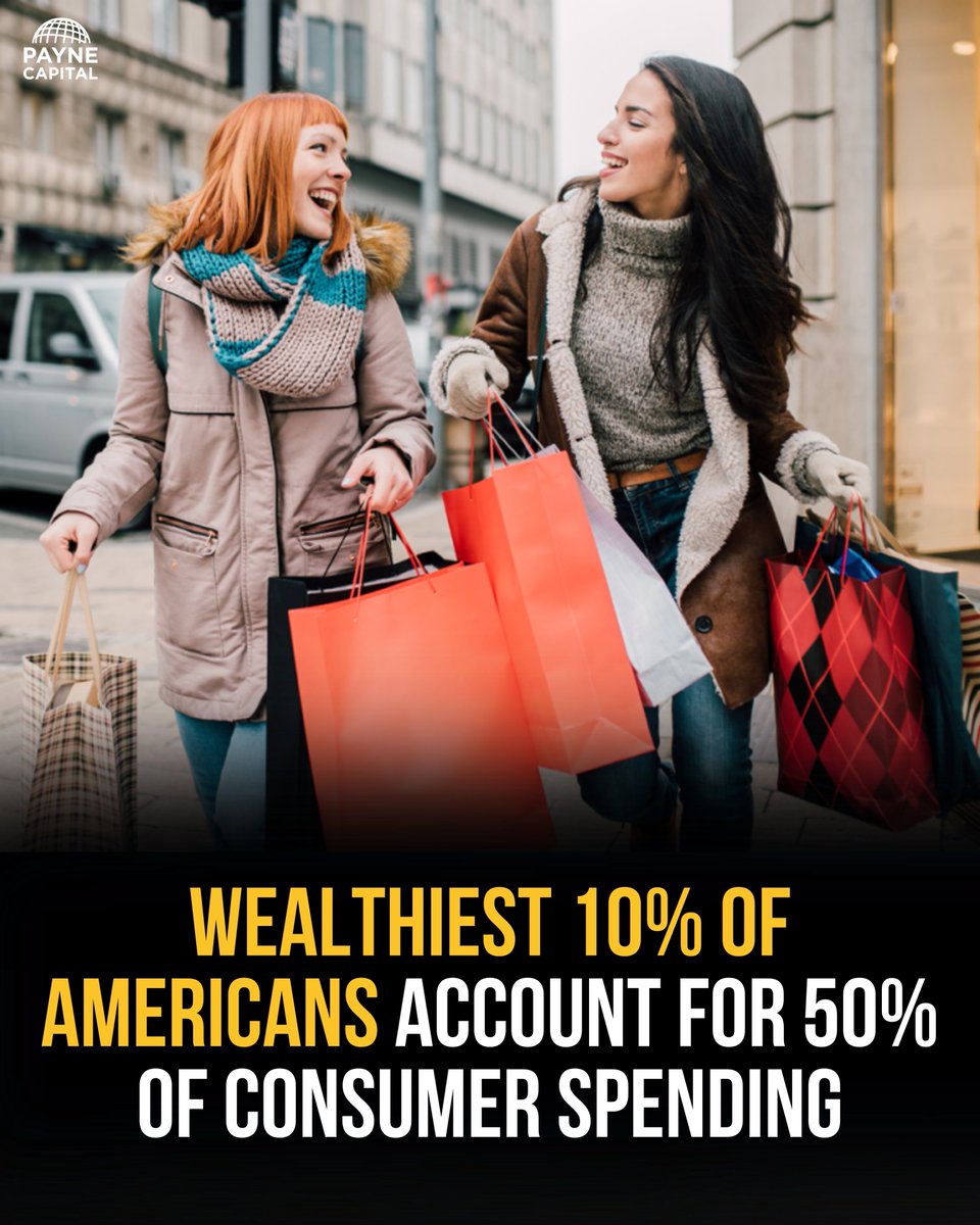 paynecmwealth's tweet image. The rich keep getting richer? With the top 10% driving 50% of consumer spending, it sure looks like it! What do you think? 🤔👇

#wealthgap #financetalk #richgettingricher #economics #consumerspending #finance