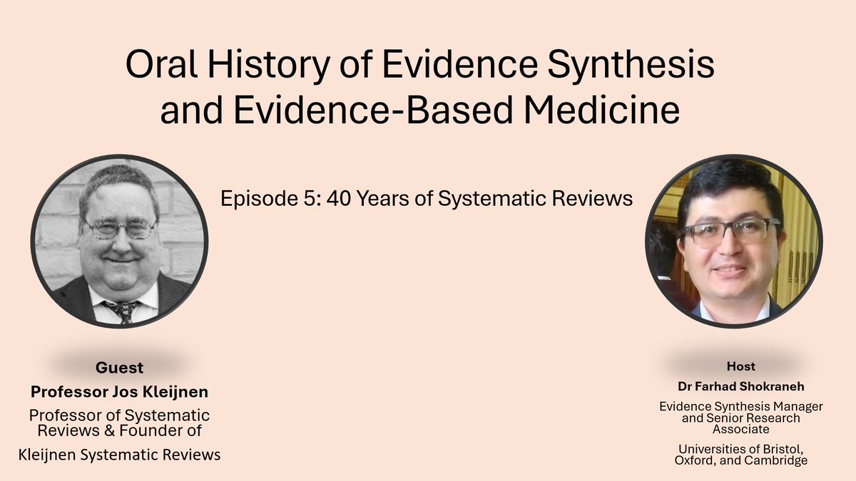 Interview with Professor <a href="/JosKleijnen/">Jos Kleijnen 🇺🇦</a> on 40 Years of Systematic Reviews 

He shares great lessons, stories, and wisdom, mentioning many people who shaped the #EvidenceBasedMedicine &amp; #SystematicReviews 

youtu.be/z88VyBb-9pQ