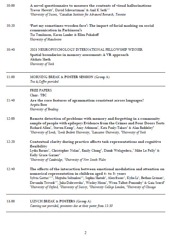 BNS_Neuropsych's tweet image. Here it is! 🎉Programme for Day One of the @BNS_Neuropsych #BNSSpringMeeting. 🧠