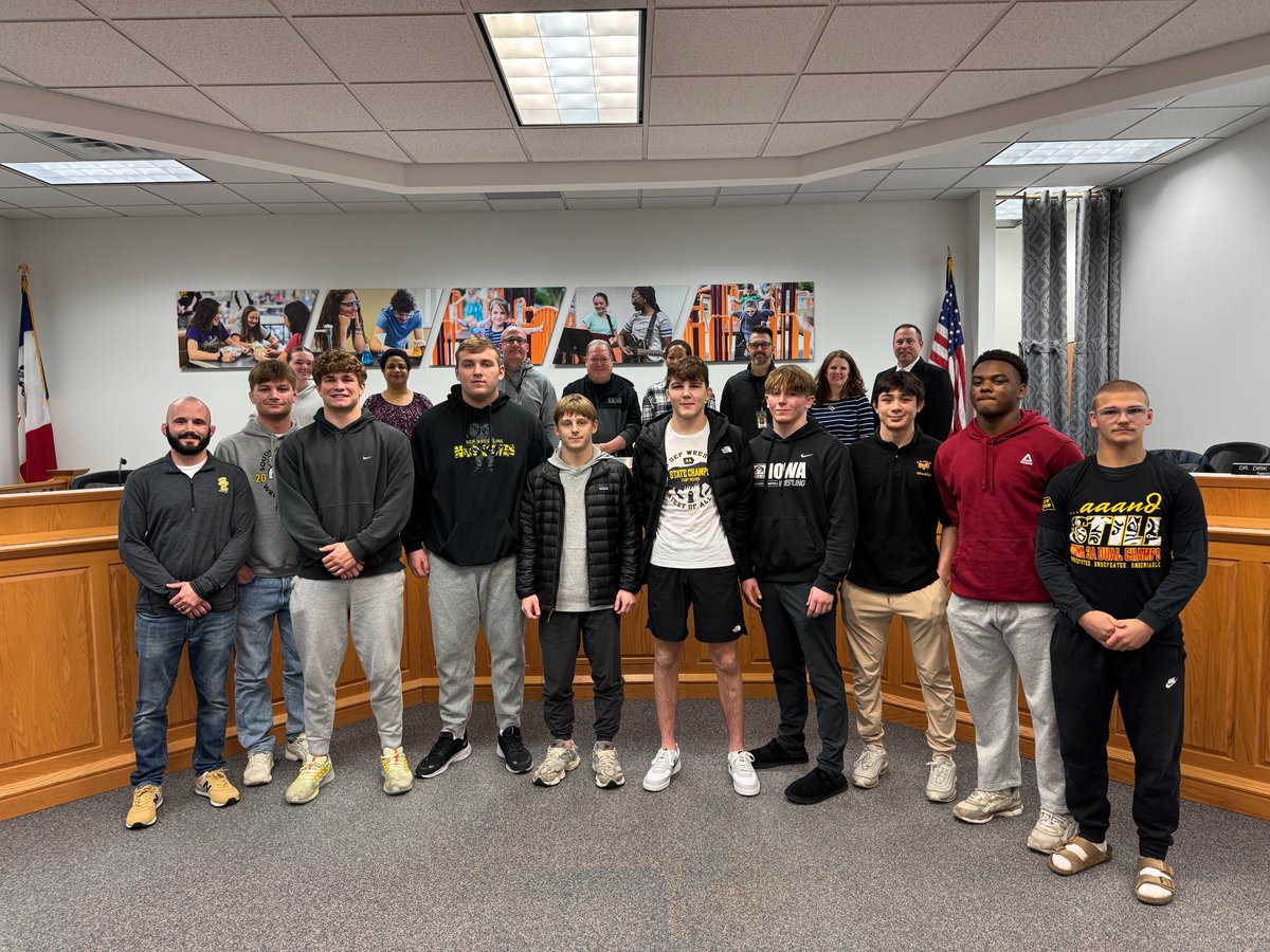 📣Congratulations to our record-breaking Dual State Championship 🏆and Individual State Championship 🏆@SEPWrestling Team!  The School Board recognized them at last night's meeting for their amazing accomplishments! #1SEP 🖤💛🐏💪