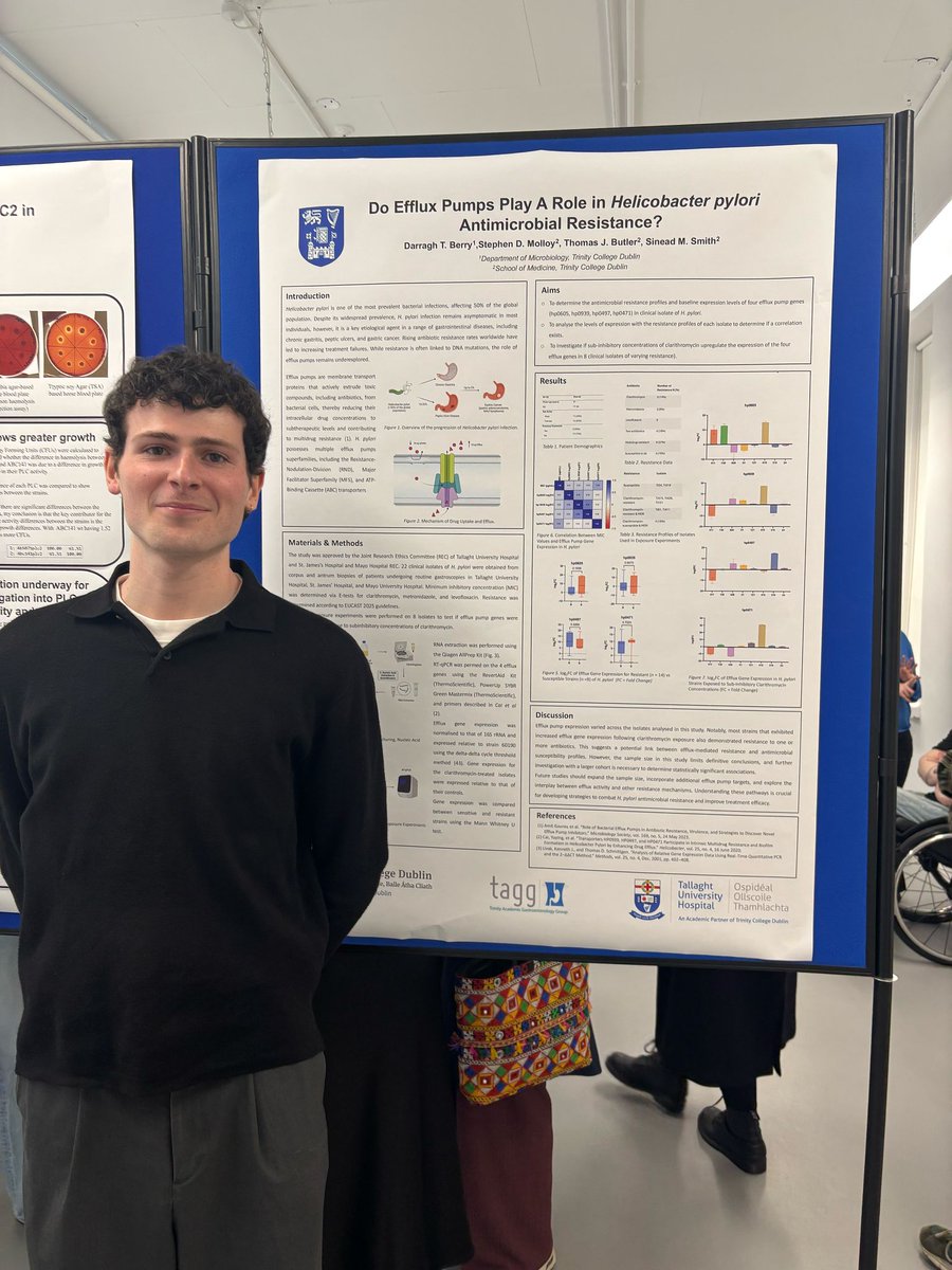 TCD TAGG (@taggtcd) on Twitter photo Many congrats to Darragh Berry on presenting his research on #Hpylori efflux pumps at the Microbiology Senior Sophister Festival of Research today <a href="/tcdgenmicro/">TCD Genetics & Microbiology</a> <a href="/StephenDJMolloy/">Stephen Molloy</a> <a href="/TjButler93/">TJ</a> <a href="/sineadasmith/">Sinead Smith</a> 🎉 Many congrats to Darragh Berry on presenting his research on #Hpylori efflux pumps at the Microbiology Senior Sophister Festival of Research today <a href="/tcdgenmicro/">TCD Genetics & Microbiology</a> <a href="/StephenDJMolloy/">Stephen Molloy</a> <a href="/TjButler93/">TJ</a> <a href="/sineadasmith/">Sinead Smith</a> 🎉
