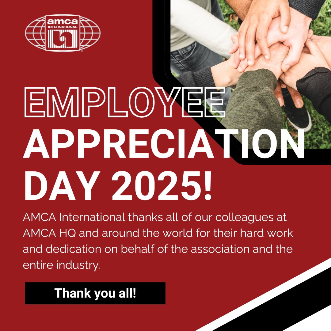 On Employee Appreciation Day—and every day—AMCA International applauds our co-workers around the world. We salute them for all that they do to make the association a global success.

Great job, team!